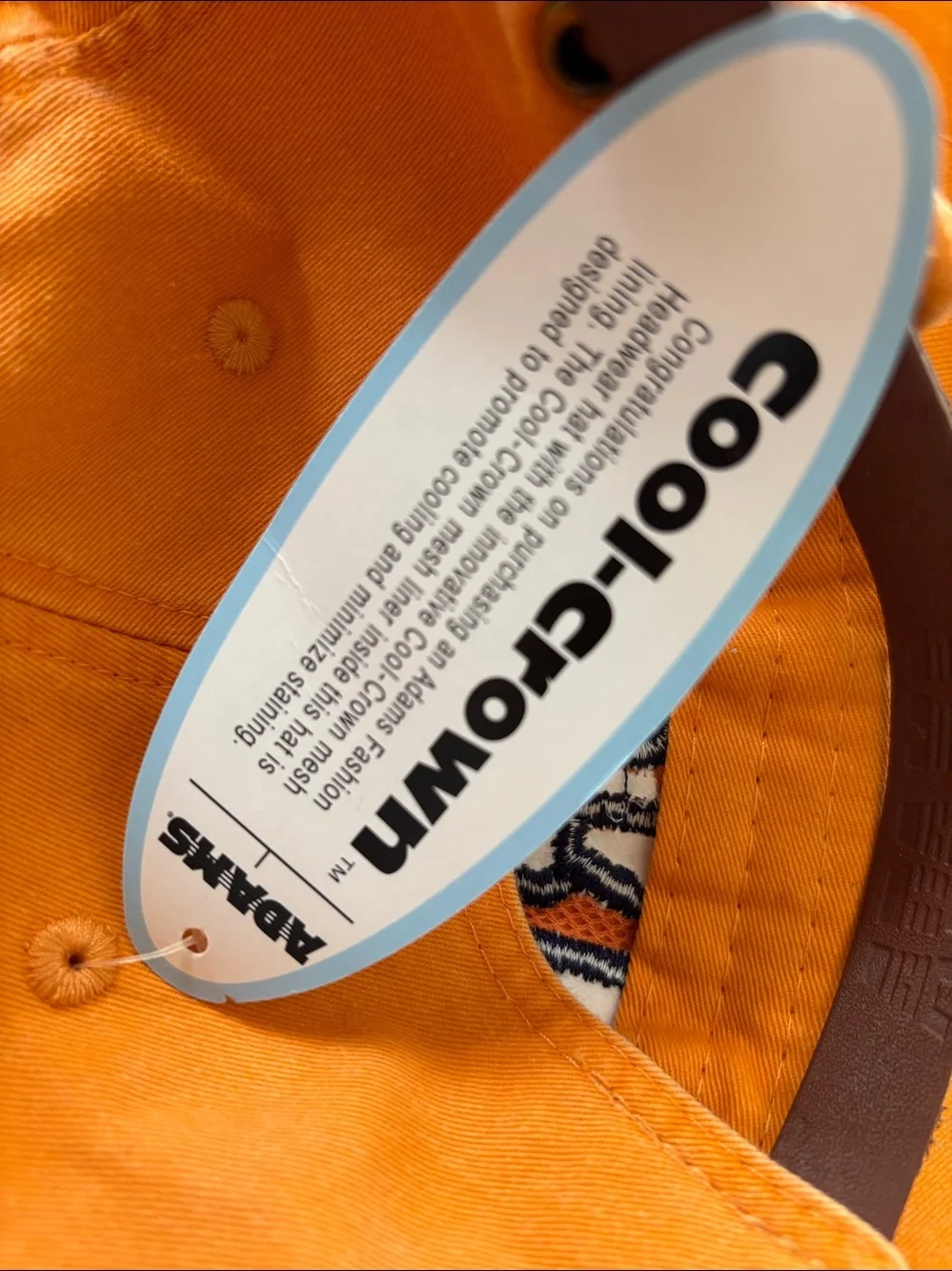 NWT Unisex Adams Tangerine 'BORO' Embroidered Cap Hat